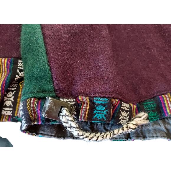 Ganesh Himal Wool Nepalese Geometric Trim Heavyweight Pullover Jacket Unisex - Picture 5 of 9